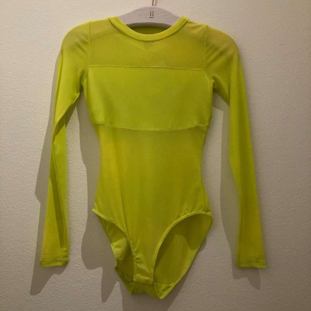 Love, Fire- Neon Yellow Long Sleeve Bodysuit
